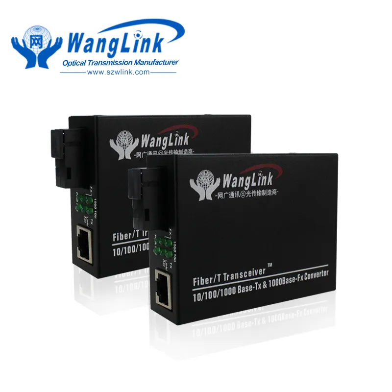 Wanglink Kompatibilitas Tinggi Ethernet 1000M Media Converter 10/100/1000 Serat Transceiver Optik Pemancar dan Penerima