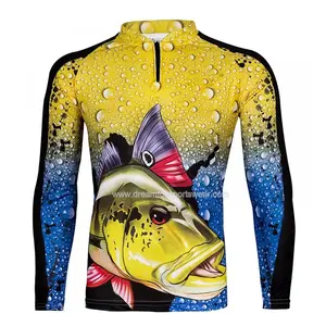 full sublimation fishing clothing shirt long sleeve Anti-UV UPF50+ unisex fishing shirt custom tournament fishing polo shirt