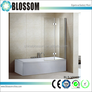 Paroi de <span class=keywords><strong>douche</strong></span> pliante en verre sans cadre pour <span class=keywords><strong>baignoire</strong></span>, avec charnières de porte de salle de bain à 3 panneaux, modèle China Blossom - Product Image 5
