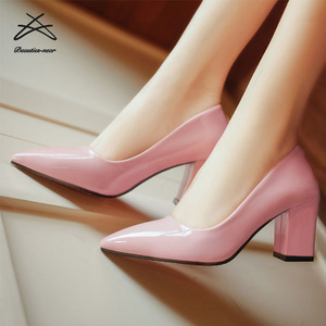 レディースオフィシャルレッドビジネスシューズレディースブラックヒールウェッジヒールサンダルウェディングPUシューズ - Product Image 3