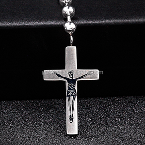 <span class=keywords><strong>Rosario</strong></span> in <span class=keywords><strong>Acciaio</strong></span> Inossidabile, <span class=keywords><strong>Rosario</strong></span> Cattolico Religioso di Alta Qualità con Croce di Gesù - Product Image 3