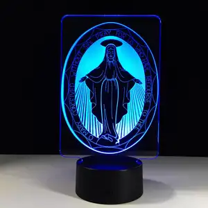 Lampu Malam Desain Yesus Kualitas Tinggi Lampu Malam LED 3D Yesus untuk Dekorasi Kamar Orang Kristen Lampu Samping Tempat Tidur - Product Image 1