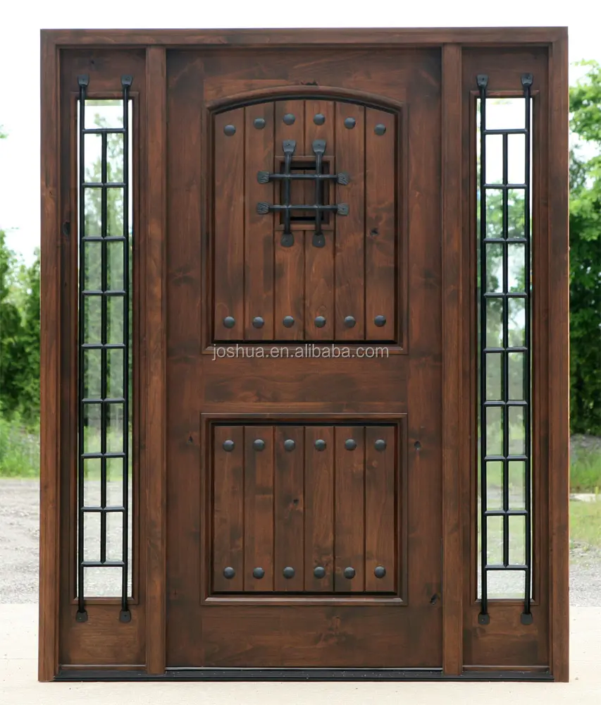 木製玄関ドア素朴なヨーロッパの錬鉄製ドア