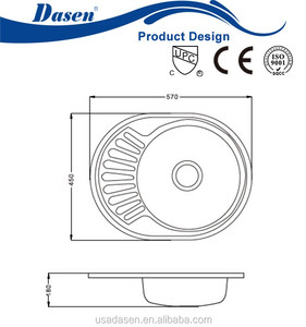 DS 5745 único tazón ronda fregadero con drainboard lavabo de vidrio de acero inoxidable cuenca triángulo fregadero - Product Image 4