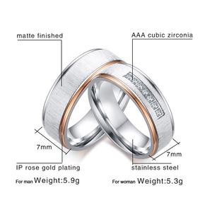 Anillos <span class=keywords><strong>de</strong></span> boda <span class=keywords><strong>de</strong></span> color plateado Zirconia cúbica amor promesa parejas anillos conjunto Acero inoxidable <span class=keywords><strong>alianza</strong></span> boda banda - Product Image 2