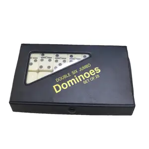 black dots double 6 domino game with pvc box