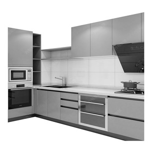 Modern Design Light <strong>Grey</strong> Matt Lacquer Kitchen <strong>Cabinet</strong> - Product Image 1