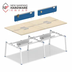 2400*1200*750 office desk metal frame for linear 4 person workstaiton table with cable tray management function