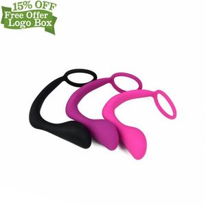 Kostenlose individuelle Schachtel  wasserdichtes Silikon-Spielzeug zum Sexvibrieren Po-Splug Prostata-Massagegerät mit Penisring - Product Image 6