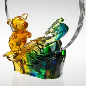 Jadevertu Chinese zodiac crystal liuli trophy Pate-de-Ve trofeo a forma di maiale e placca premio <span class=keywords><strong>per</strong></span> la decorazione del regalo della cerimonia del ricordo - Product Image 5