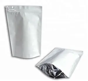 Stand Up Pouch 4mil Shiny Aluminum Foil Pouch Transparent Front Zip lock Moisture Barrier Bag Food Packaging