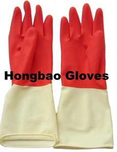 Guantes de goma natural <span class=keywords><strong>bicolor</strong></span> de 70g, látex impermeable duradero rojo y blanco para limpieza de cocina para protección diaria de invierno y verano - Product Image 6