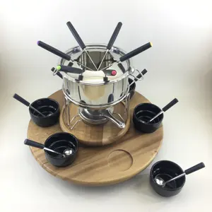 High quality home restaurant cookware stainless steel cheese chocolate fondue set with bowl
