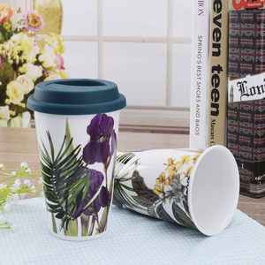 <span class=keywords><strong>Double</strong></span> Paroi Tasses En Céramique Résistant À La Chaleur Café Voyage <span class=keywords><strong>Tasse</strong></span> avec Couvercle À Vis - Product Image 4