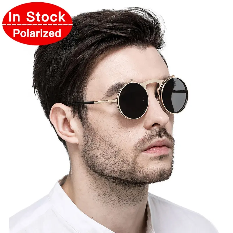 2019 In Stock Fashion Vogue OEM Steampunk Women Wholesale Men Round lentes de sol Sun Glasses Eyewear Polarized Sunglasses 3057P