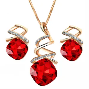 Thời Trang Đầy Màu Sắc Shiny Pha Lê Phụ Nữ Vàng Jewelry Sets Wedding Đối Với Phụ Nữ Jewelry Sets Đối Bridal Bán Buôn NS803560