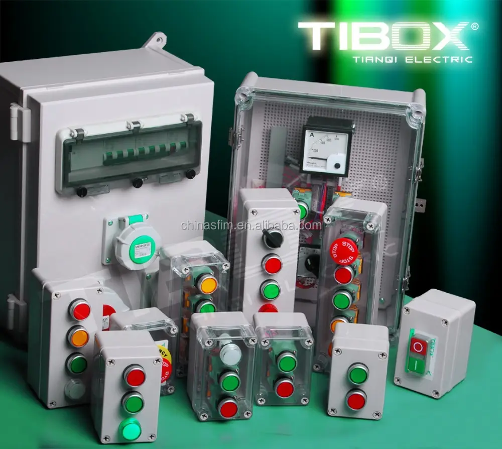 TIBOX-Lámpara de señal LED resistente al agua, ABS, IP65, botón pulsador de emergencia, fiambrera de plástico