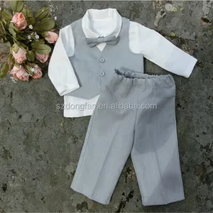 Netter Baby Boy Anzug 3 Stück Leinen Ring Träger Wear Shirts Hosen Weste