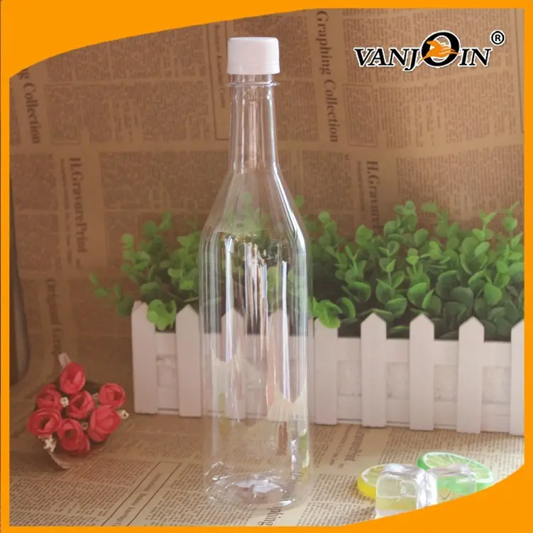 Shatter-resistant Long neck 1ltr plastic bottles 750 ml PET Plastic Liquor Bottles White Tamper-Evident Cap