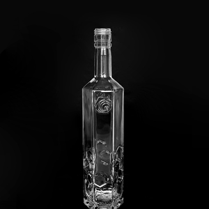 Bouteille en verre hexagonale de 500 ml pour <span class=keywords><strong>whisky</strong></span> et spiritueux, forme hexagonale en relief, avec base lourde - Product Image 2