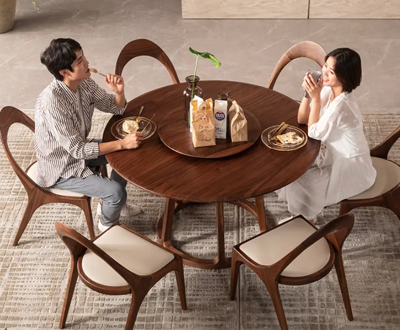 블랙 호두 새로운 중국 스타일 단단한 나무 라운드 식탁 탑 솔리드