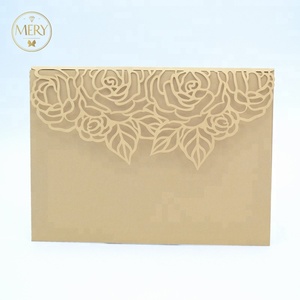 Invitation de <span class=keywords><strong>mariage</strong></span> classique de style rose avec pochette pour carte RSVP, invitation découpée au laser - Product Image 6