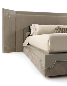 Современная двухъярусная кровать Daylight с изголовьем, серый велюр, размер Queen, массив березы - Product Image 6