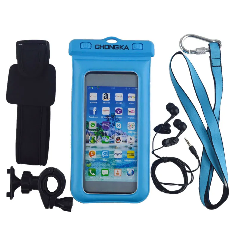 Promotion pvc waterproof cell phone beach bag with earphone bike waterproof phone bag for earphone armband running water proof