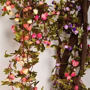 220 centimetri di Seta Falso Rose Ivy Vine Fiori Artificiali Con Foglie Verdi Per La Casa Decorazione di Cerimonia Nuziale D'attaccatura Della Ghirlanda Decorazione