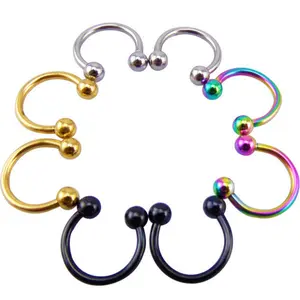 Anodized Stainless Steel Body Jewelry No Piercing Fake Nose Rings