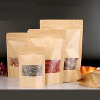 Sachets Doypack refermables en papier kraft brun de qualité alimentaire, recyclables, les plus vendus, pour aliments pour animaux et bébés, avec fenêtre mate