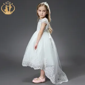軽快な子供フォーマルドレスチュール/ガーゼスカート春の小さな女の子プリンセスプリーツエレガントなパフォーマンスロングドレス