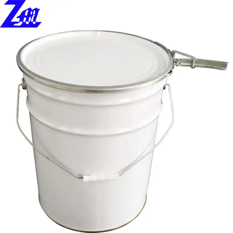 5 gallonen stahl/zinn/weißblech/metall weiß gedruckt eimer mit hoop/sicherungsring deckel