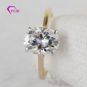 Solitaire anel Oval cut 6x8mm 1.5carat moissanite pedras 14k ouro amarelo anel de noivado