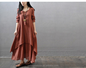 Deat — robe longue style Boho en coton et lin, tenue Maxi décontractée pour femmes à manches longues, couleur unie, grande taille 5XL E952, nouvelle <span class=keywords><strong>mode</strong></span> été - Product Image 3