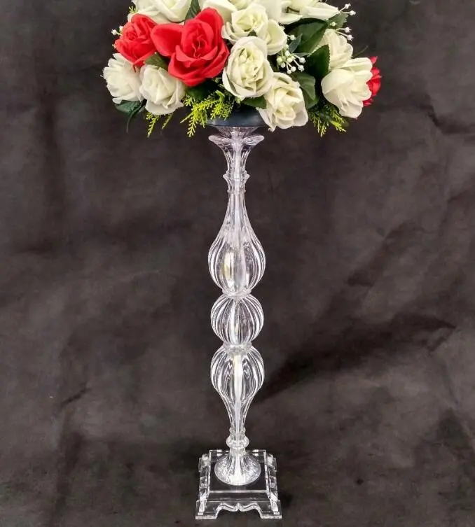 Suporte de vela acrílico alto de 70cm, vaso de flores