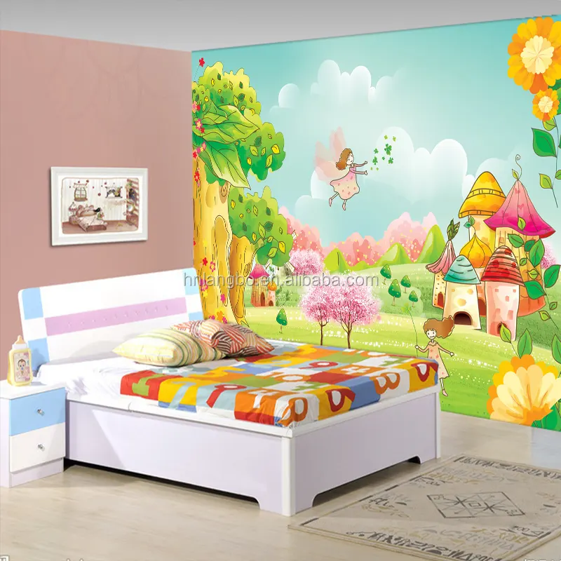 3d Tapete für Haupt dekoration Cartoon Design Baby Mädchen Zimmer Tapete Kinder animiert