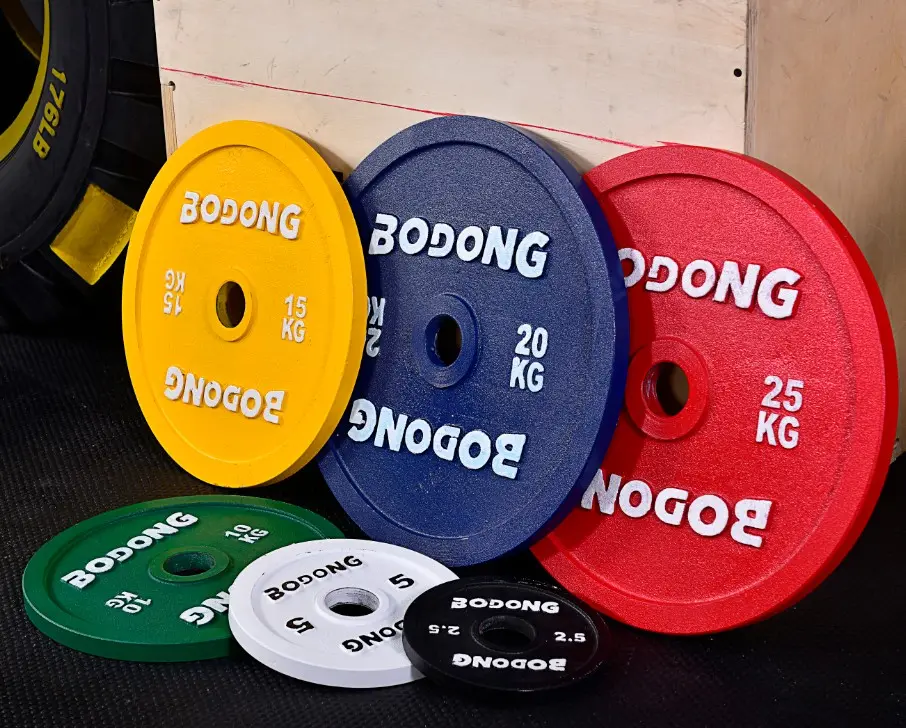 china cheap commercial competition steel cast iron rubber barbell weight lifting barbell plates