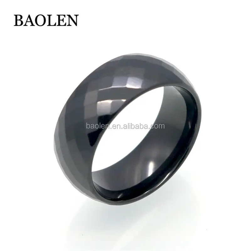 Cincin Lebar 8MM Pria Wanita, Nyaman Cocok Multi Faset Putih Hitam Keramik Cincin Pertunangan Merek Keramik Tas Keramik Femme