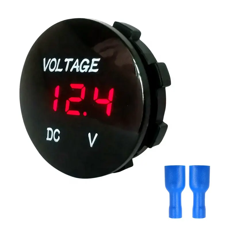 Round Waterproof Auto Mobile Boat Motorcycle DC5V-48V LED Panel Mini Digital Voltage Meter Tester Monitor Display Voltmeter