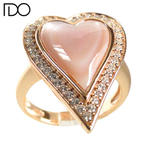 Bague en acier inoxydable, plaqué or Rose, argent Sterling 925, mère de la perle en diamant - Product Image 2