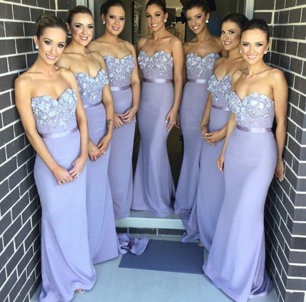 Made to Order China Mermaid Lavender Satin and Lace Bridesmaid Dress|  Alibaba.com