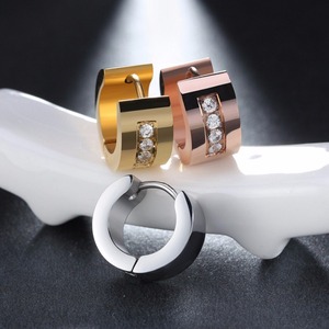 Wholesale <strong>Small</strong> Size <strong>Silver</strong> 316L Stainless Steel Earrings Fine <strong>Hoop</strong> Style for Women Zircon Decorated - Product Image 4