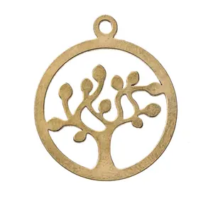 Mode Nieuwe Ontwerp 2D Tree Shape Hanger Charms Custom Uw Eigen Ontwerp Lasersnijden Charms