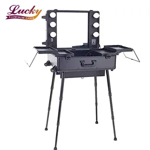 Tocador Portátil Profesional Grande con Espejo LED Plegable y Cierre Abierto, Estuche de Maquillaje para Maquilladores de Estudio - Product Image 1