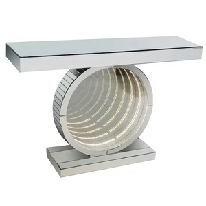 Mesa Consola Espejada con Cristales de Diamante Plateados Brillantes y Biselados - Product Image 4