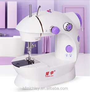 Mini máquina de costura doméstica elétrica dupla, pequena máquina de costura FHSM-202