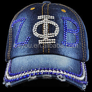 หมวกคาวบอย/เบสบอลยีนส์ประดับเพชรแบบกำหนดเองสำหรับชมรมนักศึกษาหญิง Zeta Phi Beta พร้อมตัวอักษรกรีก - Product Image 2