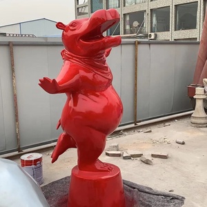 Escultura artística de fibra de vidrio para Plaza de la calle, estatua de baile de <span class=keywords><strong>hipopótamo</strong></span>, chica bailarina de jardín, Animal, <span class=keywords><strong>hipopótamo</strong></span> - Product Image 4