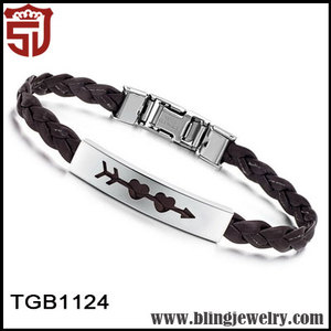 china de compras en línea simple tejido de cuero de <span class=keywords><strong>primera</strong></span> clase del corazón y flecha pulseras - Product Image 1